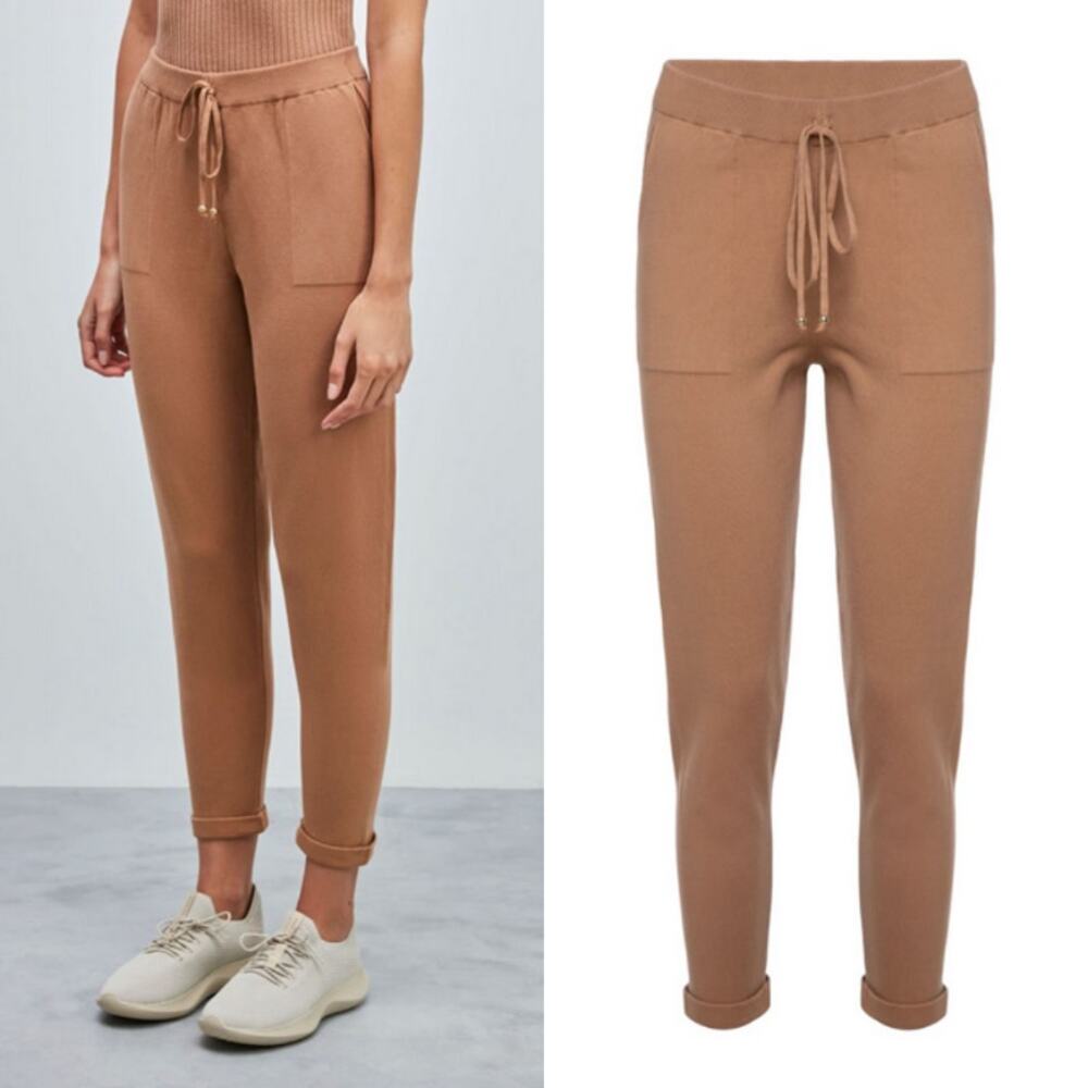 Anselmi Knit Trousers with Italian Hem Camel Size PP XXS Stretchy Comfy Lounge‎